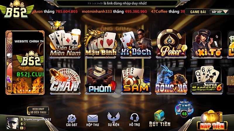 Kho game cá cược đa dạng chỉ có tại B52